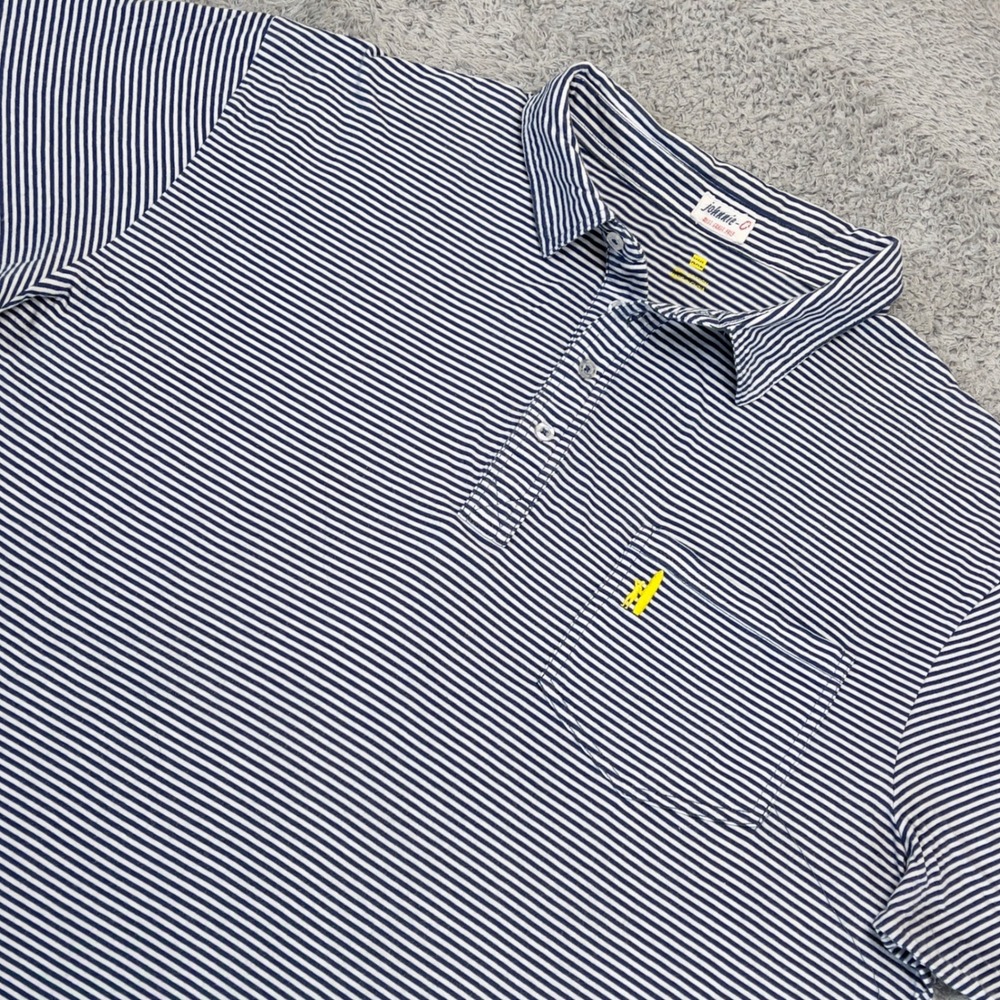 Johnnie-O Polo Shirt Pacific Mens Blue White Striped Cotton Size XXL JMPO1021